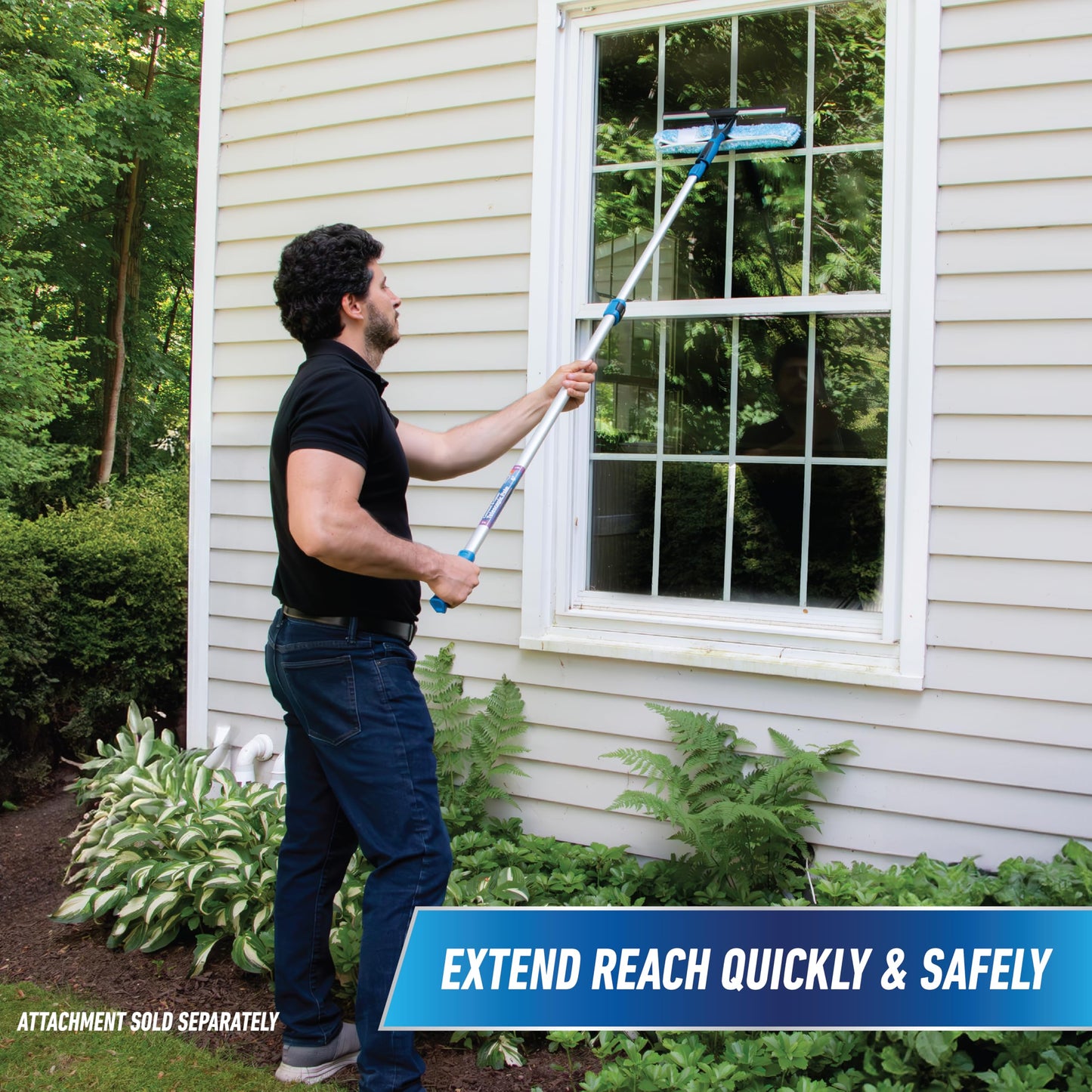 Unger Professional Connect & Clean 3’-6’ Aluminum Telescopic Extension Pole with Locking Cone & Quick-Flip Clamp – Compatible with Cleaning Tool Attachments, Window Cleaning & Dusting Tool