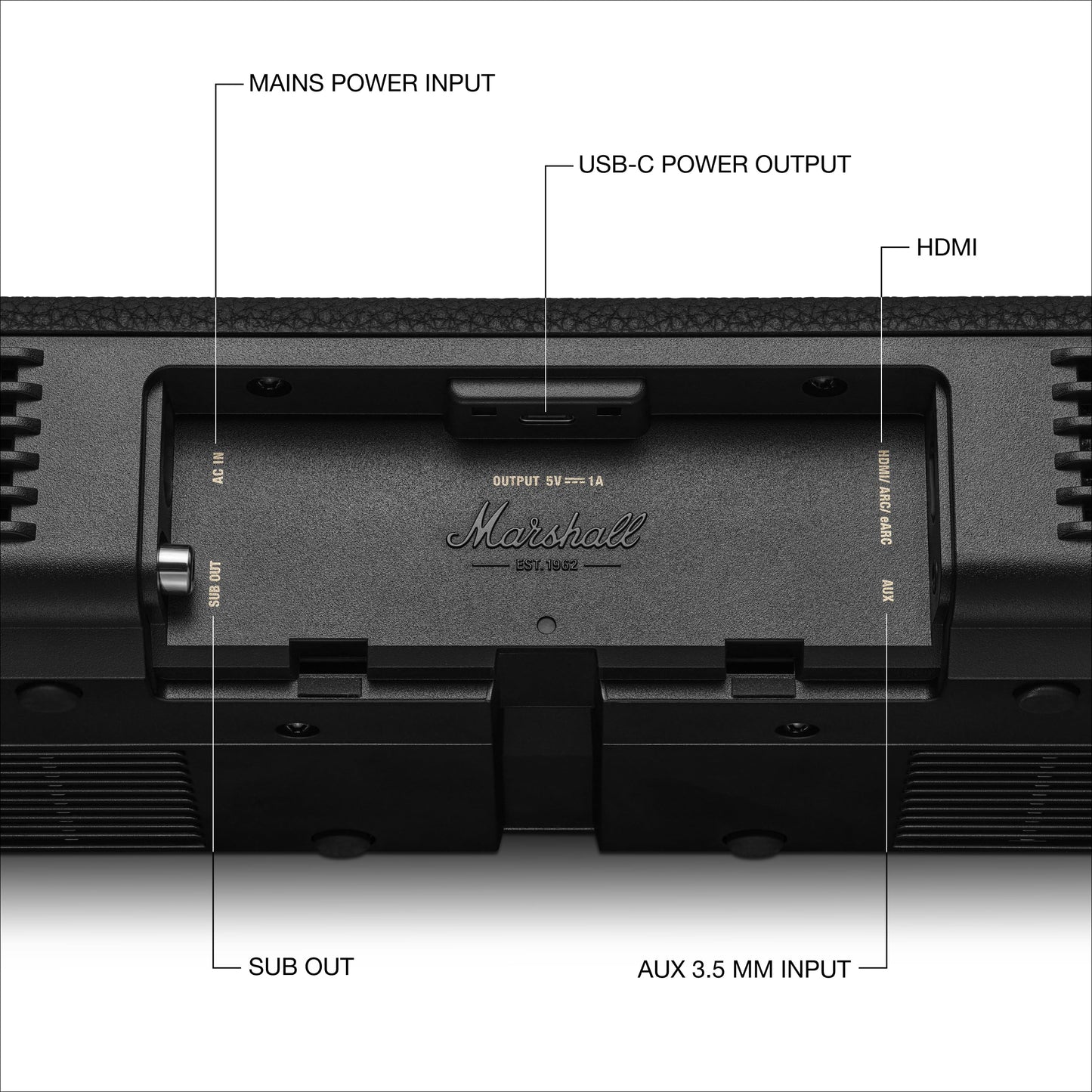 Marshall Heston 60 Soundbar - Dolby Atmos Immersive Sound for TV, Movies, and Music | Bluetooth, WiFi, HDMI, 3.5 mm Aux Inputs - Black