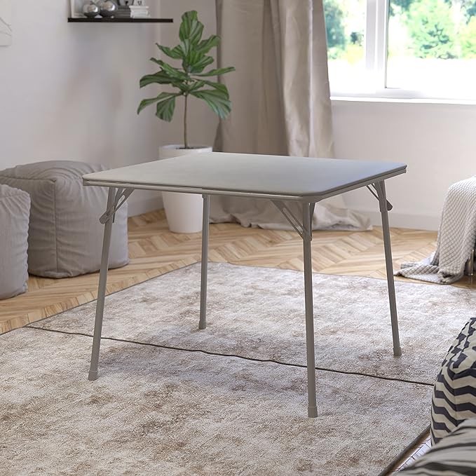 EMMA + OLIVER 33.5" Square Multipurpose Folding Card Table for 4 Players, Portable Square Folding Table with Padded Vinyl ...