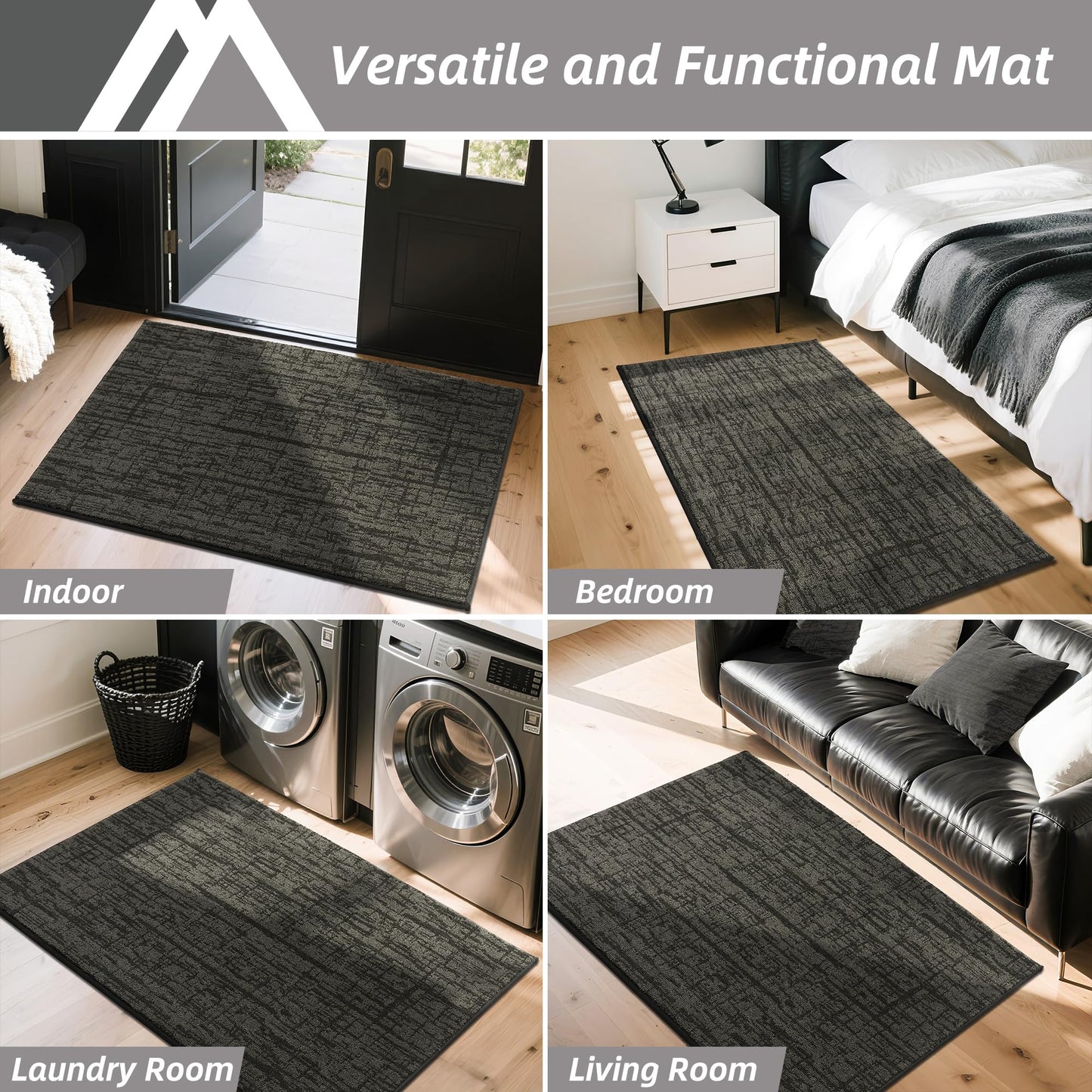 COSY HOMEER-Dirt-Trapper-Door-Mat 32"x48" Non-Slip Entryway Rugs Washable Welcome Mat Absorbent Entrance Mats Low Pile Dog Door Mats for Front Back Doomats and Wet Shoes,Dark Grey