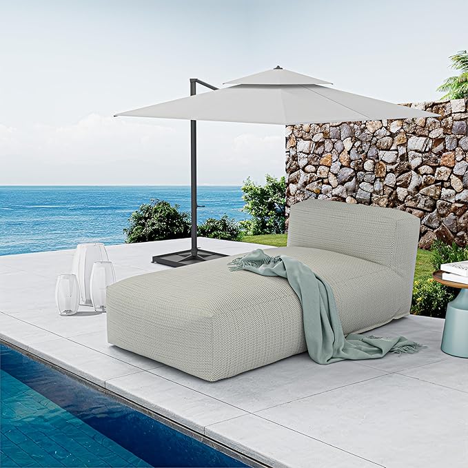 OPEAK Patio Furniture Chaise Lounge Chair Outdoor Reclining Sofa Garden Pool Lounge Chairs for Outside Sunbathing Recliners Outdoor Bed Beach Chaise Lounge Chair Sunbed (Light Green, 70'' Length)