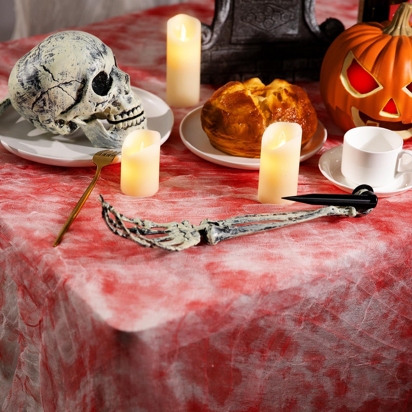 197" x 85" Halloween Creepy Cloth - Halloween Spooky Fabric Cloth - Scary Gauze Blood Creepy Cloth for Haunted House Halloween Party Yard Wall Doorway Outdoors Decoration