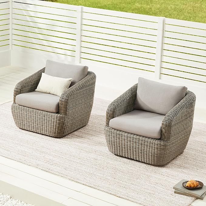 CHITA 4 Pieces Patio Wicker Furniture Set, Outdoor Rattan Bistro Set with Removable Thickened Cushions, Fully Assembled