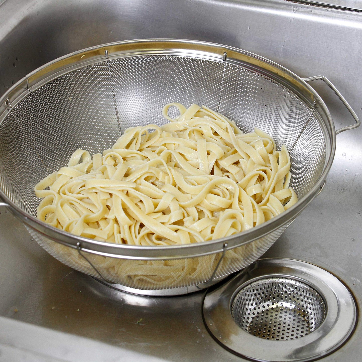 U.S. Kitchen Supply Set of 3 Stainless Steel Colander Strainers Net Baskets - 11", 9.5" & 8.5" Sizes - Colander with Handles & Resting Base - Stainless Steel Sieve, Strainers and Colanders for Kitchen