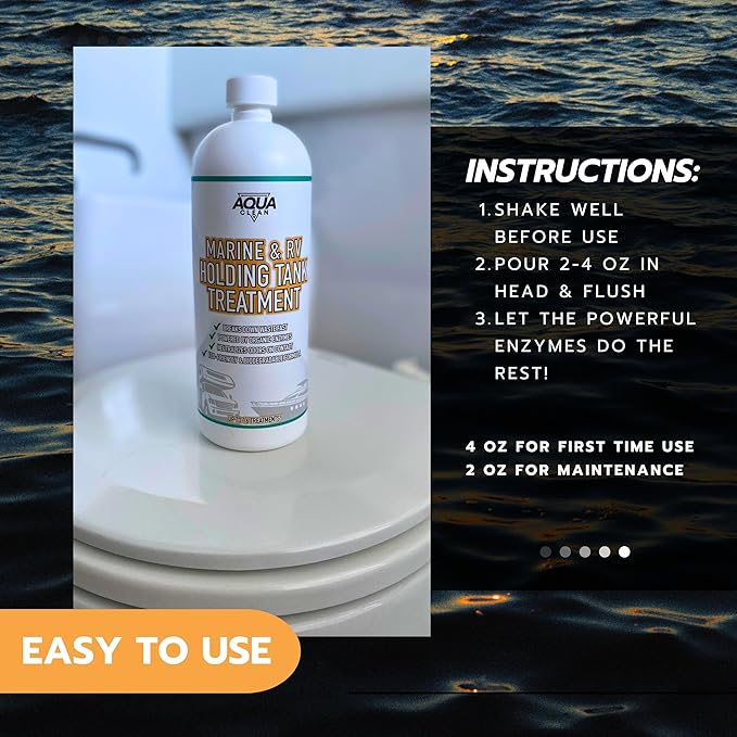 Marine & RV Holding Tank Treatment – Breaks Down Waste Fast, Neutralizes Odors, Powered by Organic Enzymes – Eco-Friendly & Biodegradable Formula, 32 oz (up to 16 Treatments) – Made in USA