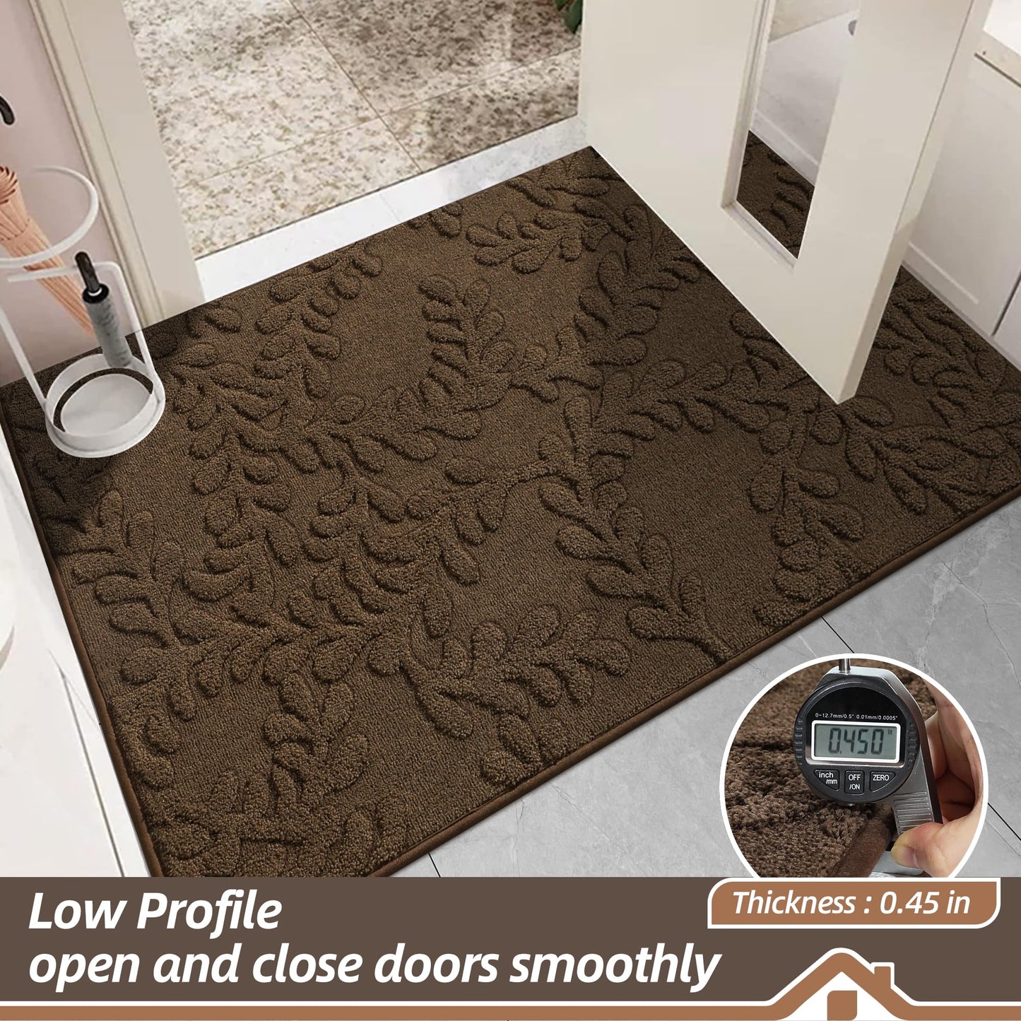 BEQHAUSE Door Mats 32”x48”, Dirt Trapper Doormats Indoor, Non-Slip Washable Entryway Rugs, Super Absorbent Welcome Mat for Front Door, Muddy Shoes & Paws, Brown