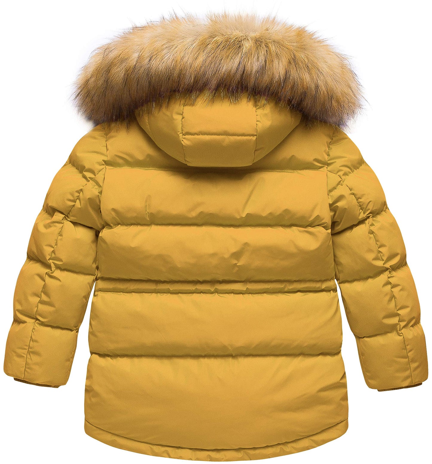 CREATMO US Boy's Winter Parka Water Resistant Hooded Puffer Fleece Lined Jackets Coats Yellow 6-7