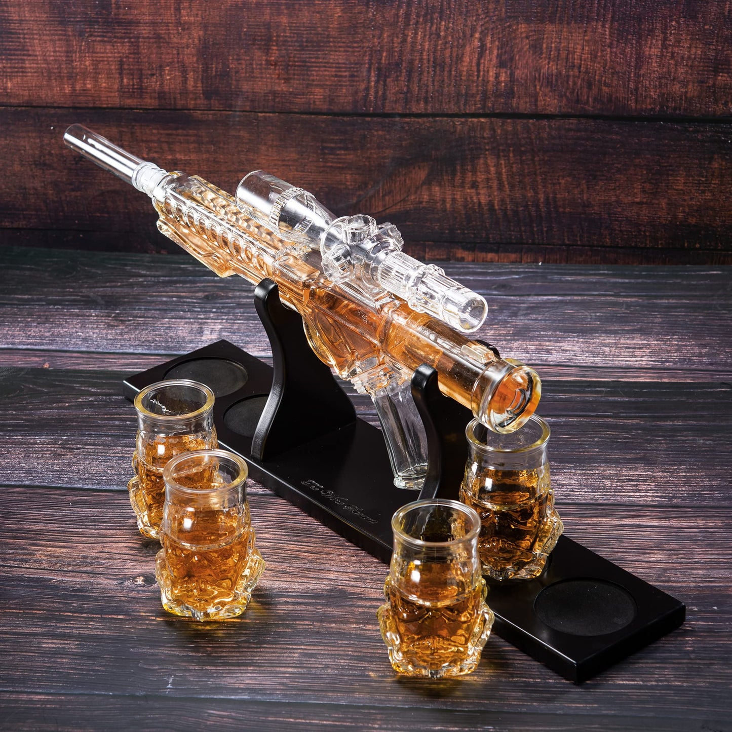 Stormtrooper Blaster Decanter Set, Gifts for Men, Dad - Star Wars Sci-Fi Blaster Force Gun Whiskey & Wine Set 750ml - Energized Particle Weaponry Elegant Decanters 24" - 4x Trooper Shots Base Gift