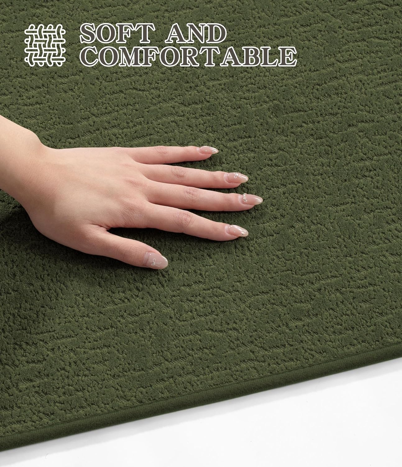 chakme Bathroom Rugs Mat 32x17, Ultra Thin Non Slip Bath Mat Quick Dry Absorbent Bath Mat for Bathroom Floor, (Dark Green, 32"x17")
