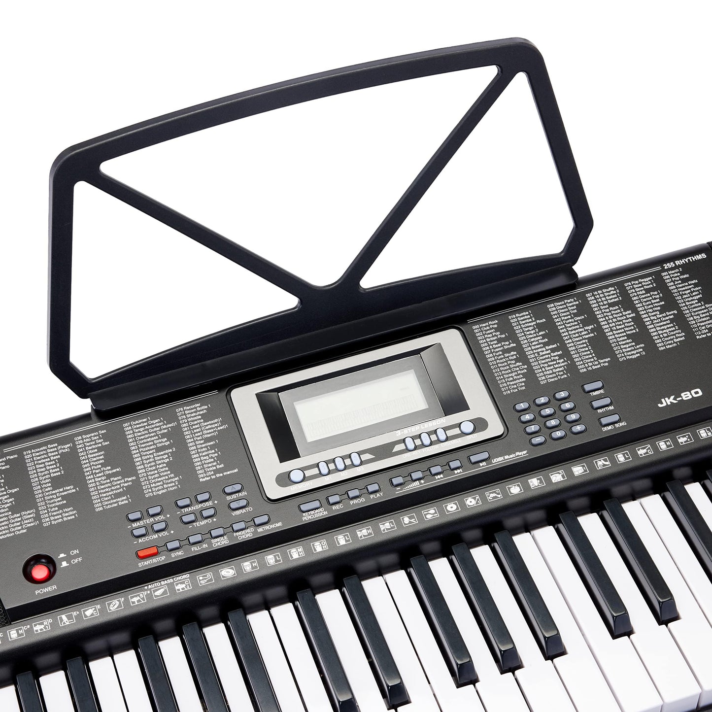 Amazon Basics Portable Electric Keyboard Piano with 61 Full Size Keys, Built-in Speakers, Songs for Learning, Digital Piano, Black