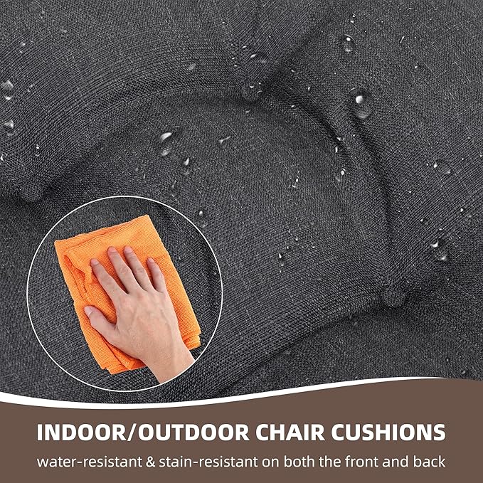 RACE LEAF 4 Pack Patio Chair Cushions 19x19 Inch, Thickened Waterproof Cushions with Stain Resistant Cover and Non-Slip Ties for Patio Furniture (Gray)