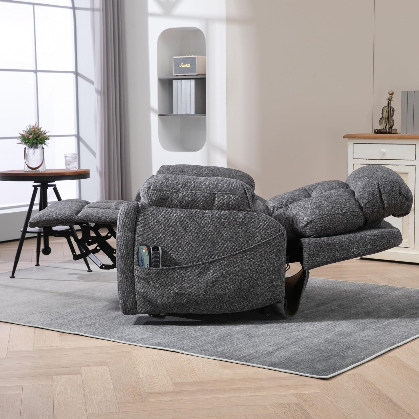 4 Motors Oversized Electric Lift Chair Power Recliner Sofa Chair for Adults with Massgae,Heat and Hidden Cup Holders, 180° Infinite Electric Reclining Armchair Comfy for Living Room, Bedroom,Office