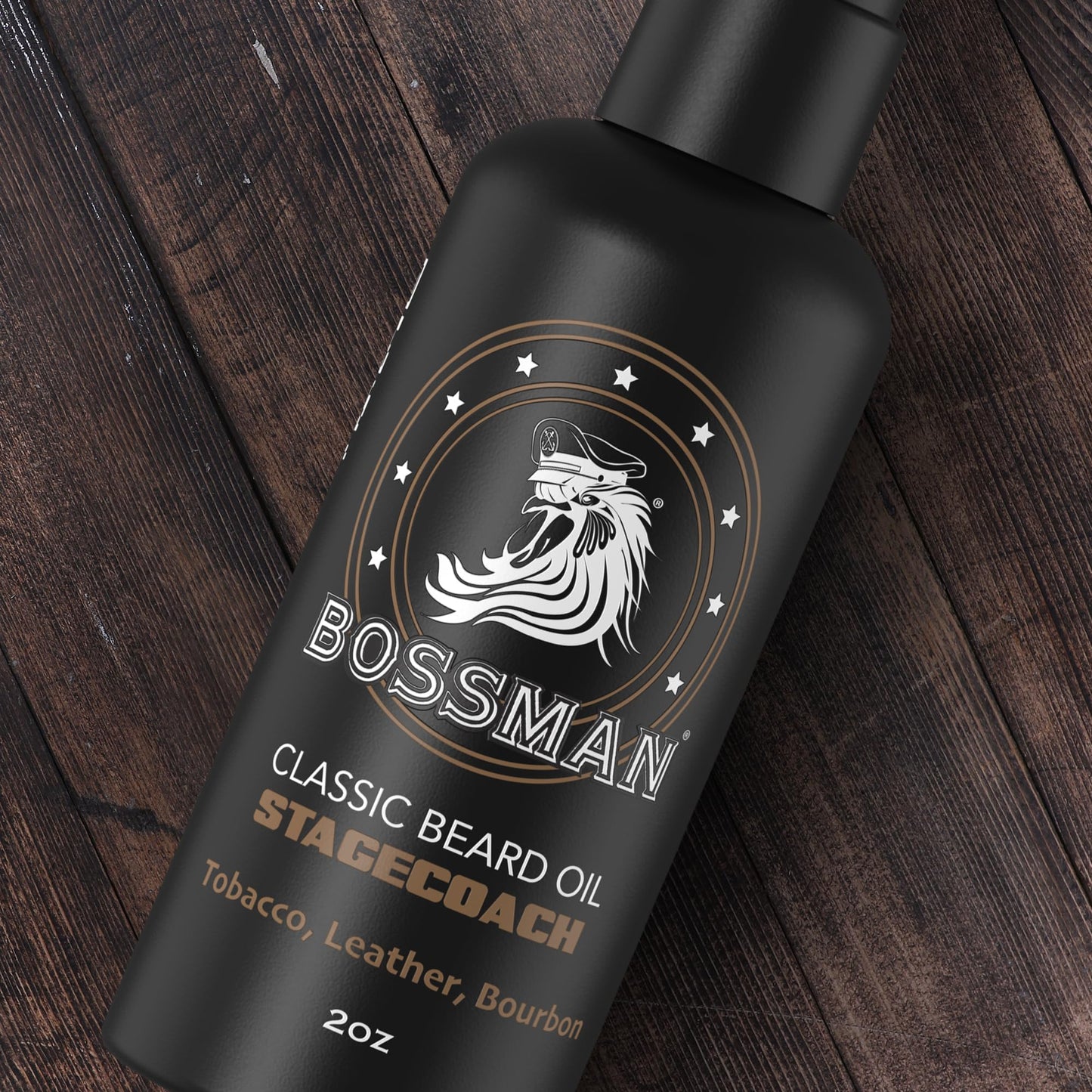 Bossman Organic Mustache & Beard Oil for Men, 2 oz - Natural Beard Moisturizer with Jojoba, Argan & Avocado Oils (Stagecoach Sce