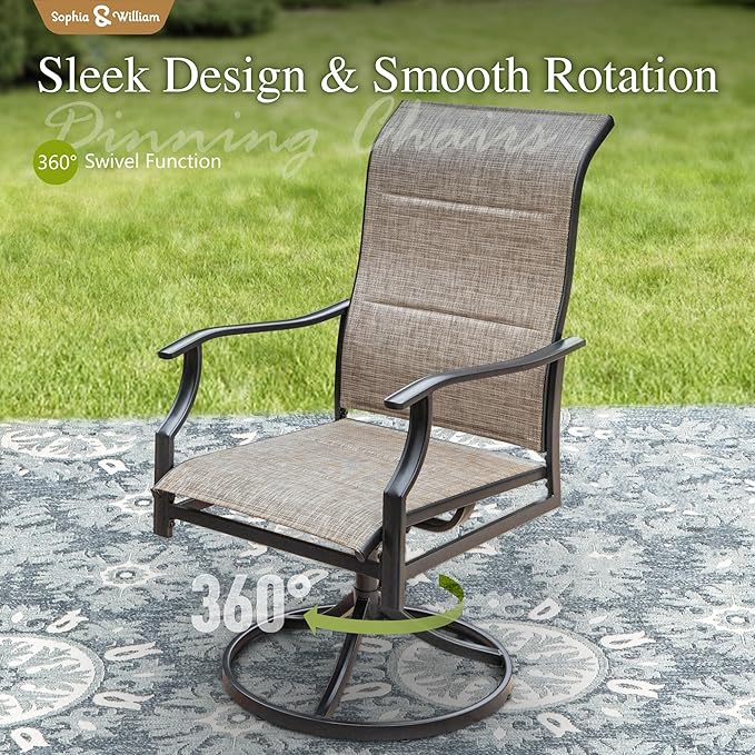 Sophia & William 9 Piece Outdoor Patio Dining Set, Patio Furniture Set with 8 Swivel High Back Patio Dining Chairs and Expandable Metal Table, Textilene Fabric for Backyard, Poolside, Balcony