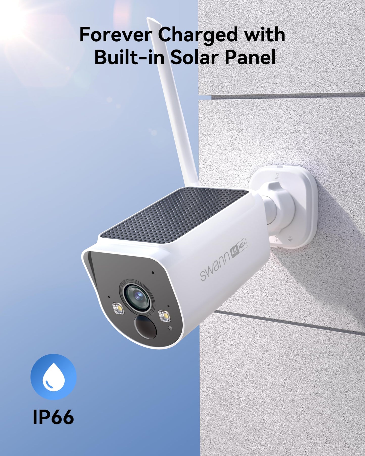 Swann MaxRanger4K Solar Wireless Security Camera System, 4K Ultra HD Outdoor Cameras, Long-Range Wi-Fi up to 2000ft, Color Night Vision, No Monthly Fees, 3-Cam Kit，MAXV2SD3