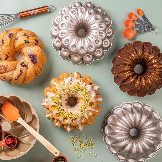 Baker's Secret for Fluted Cake Pan, Fluted Cake Pans, Perfect for Fluted Cakes, Die Cast Aluminum Cake Pans, 2 Layers Non-stick Coating, Cake Pan - Cast Aluminum Collection (Fountain)