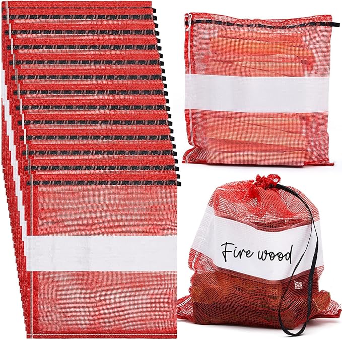 10 Pcs Onion Bags Reusable Mesh Produce Storage with Drawstring Firewood Bags Onion Potato Storage Sacks for Garden Vegetable Fruit Produce Packaging Supplies (22 x 28 Inch)