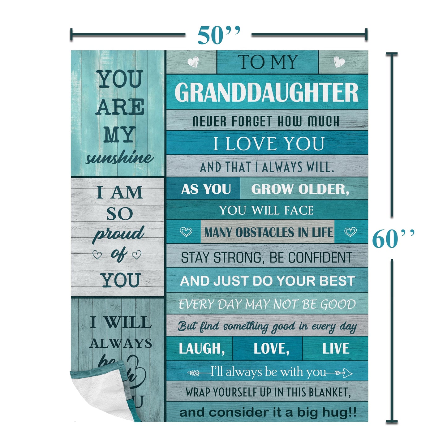 POQUSH Granddaughter Gifts from Grandma/Grandpa,Gifts for Granddaughter Christmas Birthday Graduation Wedding Valentine, Granddaughters Blanket 60x50in