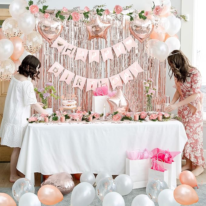 2 Pack Artificial Peony Flower Garland - 6ft Silk Peony Garland Flower Vine Pink Peony Silk Roses Flowers for Wedding Arch Party Table Decor (2, Pink)