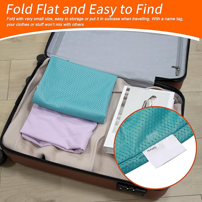 Polecasa Heavy Duty Large Mesh Laundry Bags with ID Tag and Locking Drawstring Closure - 2 Pack, 24 x 36 inches - Laundry Hamper Liner, Washable Laundry Bag for Travel, Sports, Dorms (Aqua)