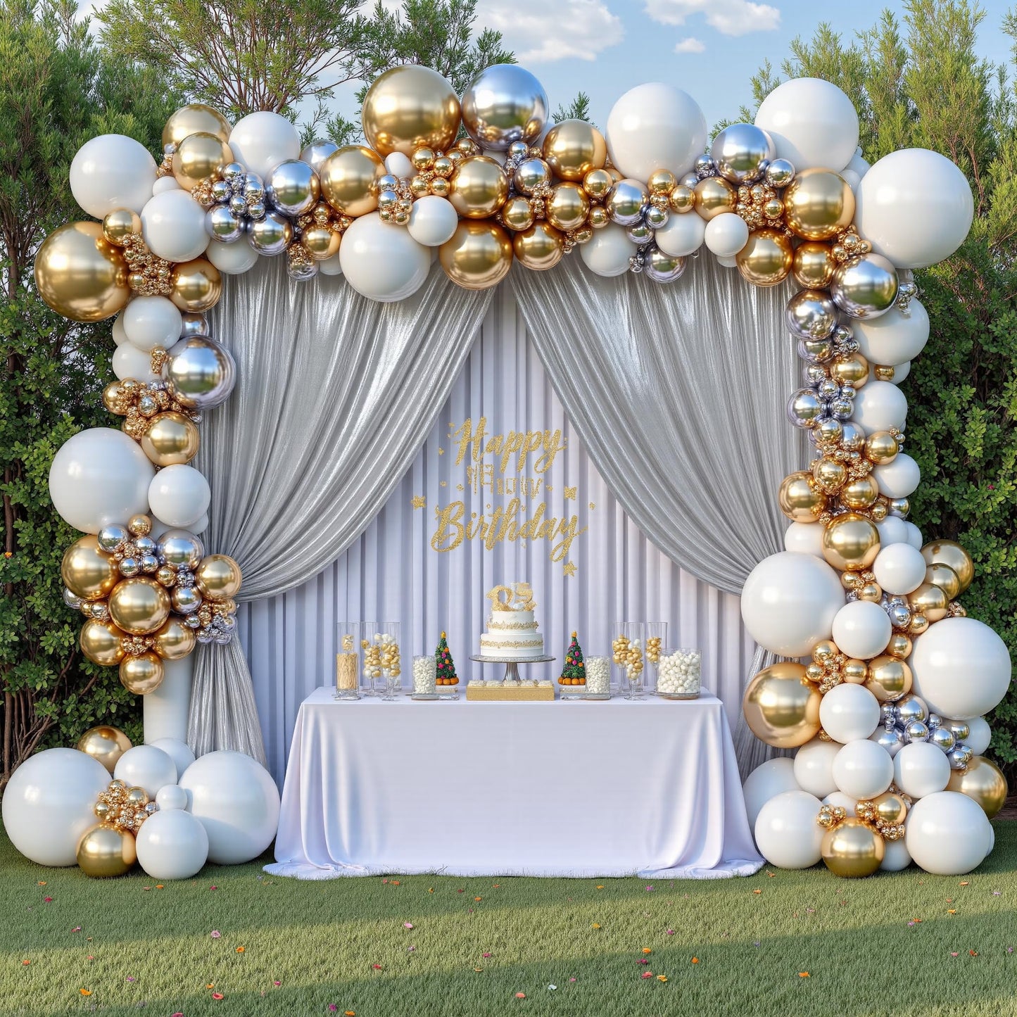 gogoparti 10x10FT Silver Sequin Backdrop Curtain - 2 Panels of 5x10FT Wrinkle-Free Glitter Drapes for Photography, Birthdays, Weddings & Graduations