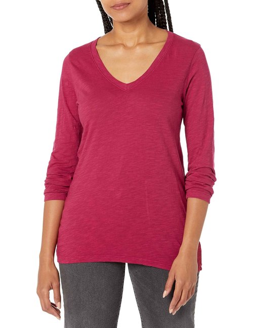 Velvet by Graham & Spencer Women's Blaire Velvet Originals V-Neck Long Sleeve Tee, Allure, Small