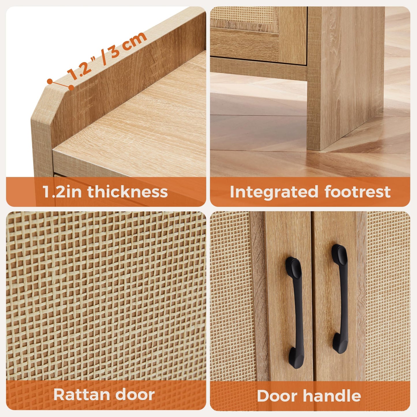 Mericonia Shoe Cabinet Storage for Entryway, Natural Rattan Shoe Storage Cabinet, Wooden Shoe Rack Cabinet, Farmhouse Boho Wood Shoe Organizer Cabinet for Hallway