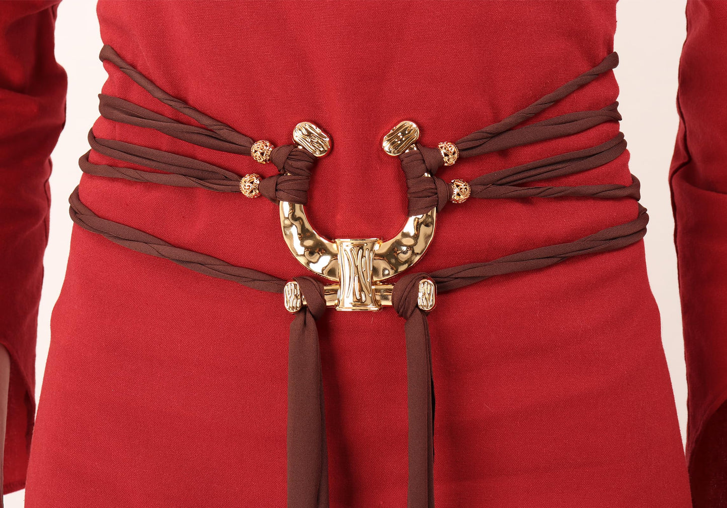 KUOIN Renaissance Troll Cross Belt, Women Medieval Witch Pagan Rope Waist Chain Sash Costume Accessory for Dress (A)