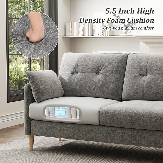 Hanherry Loveseat Sofa, 64.6" Small Couch for Living Room, Comfy Chenille Fabric Love Seat for Bedroom with Throw Pillow,Removable Cushion Cover,Couches for Small Space,Apartment,Dorm