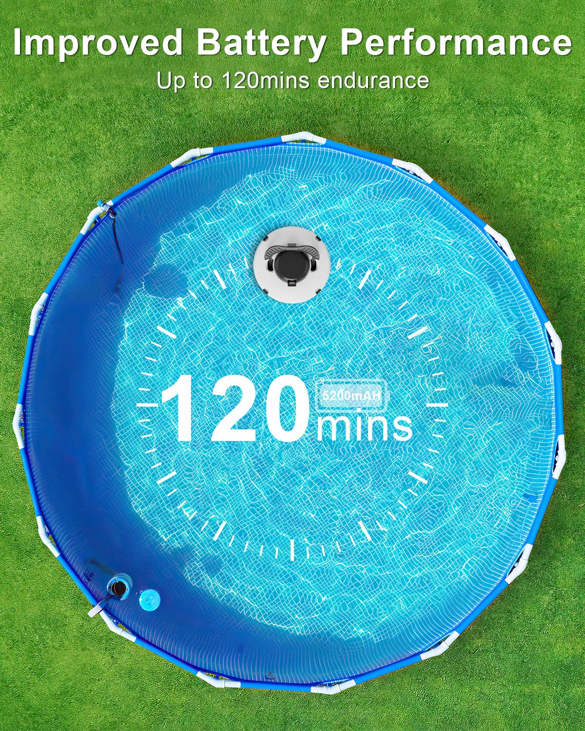 GMAPLAE Cordless Pool Vacuum for Above Ground Pool, Robotic Pool Cleaner with Dual Motors Strong Suction, 120 Mins Runtime, Auto-Parking, Pool Cleaner Robot for Inground Flat Pools Up to 1000 Sq.Ft