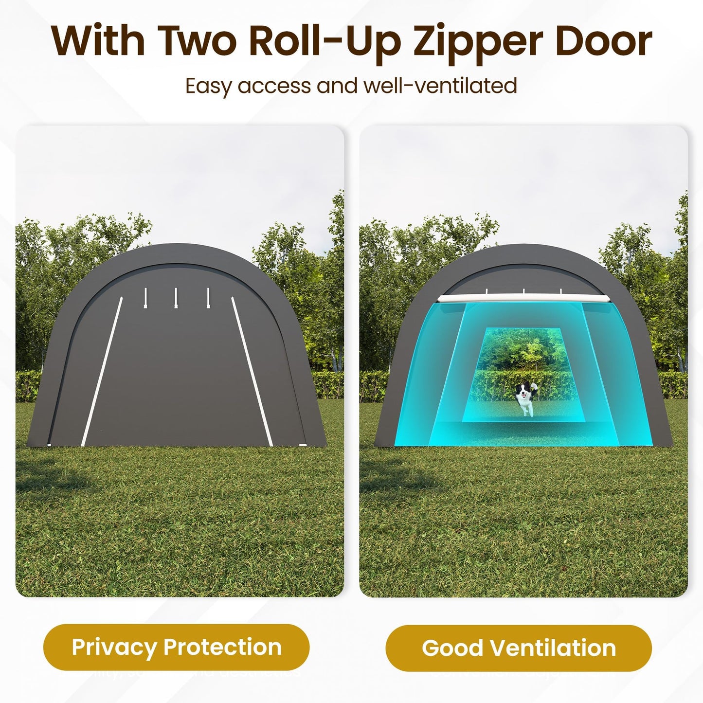 Kiss the Water Carport, Round Portable Garage, Steel Heavy Duty Carport with Ground Stakes, Tensioner and 2 Roll Up Windows PE Fabric Car Port, Tent for Storage, Storage Shed, Garage, SUV (13x20 Ft)