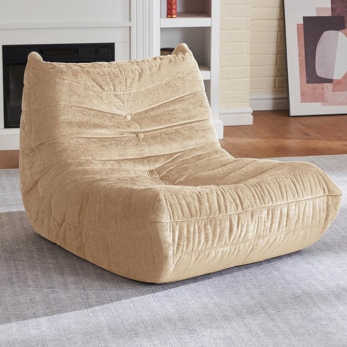 HABUTWAY Bean Bag Chair, Giant Bean Bag Chairs for Adults, Bean Bag Sofa with Filler Faux Fur, Memory Foam Bean Bag Couches Fireside Lazy Sofa for Living Room, Bedroom, Office (Khaki)