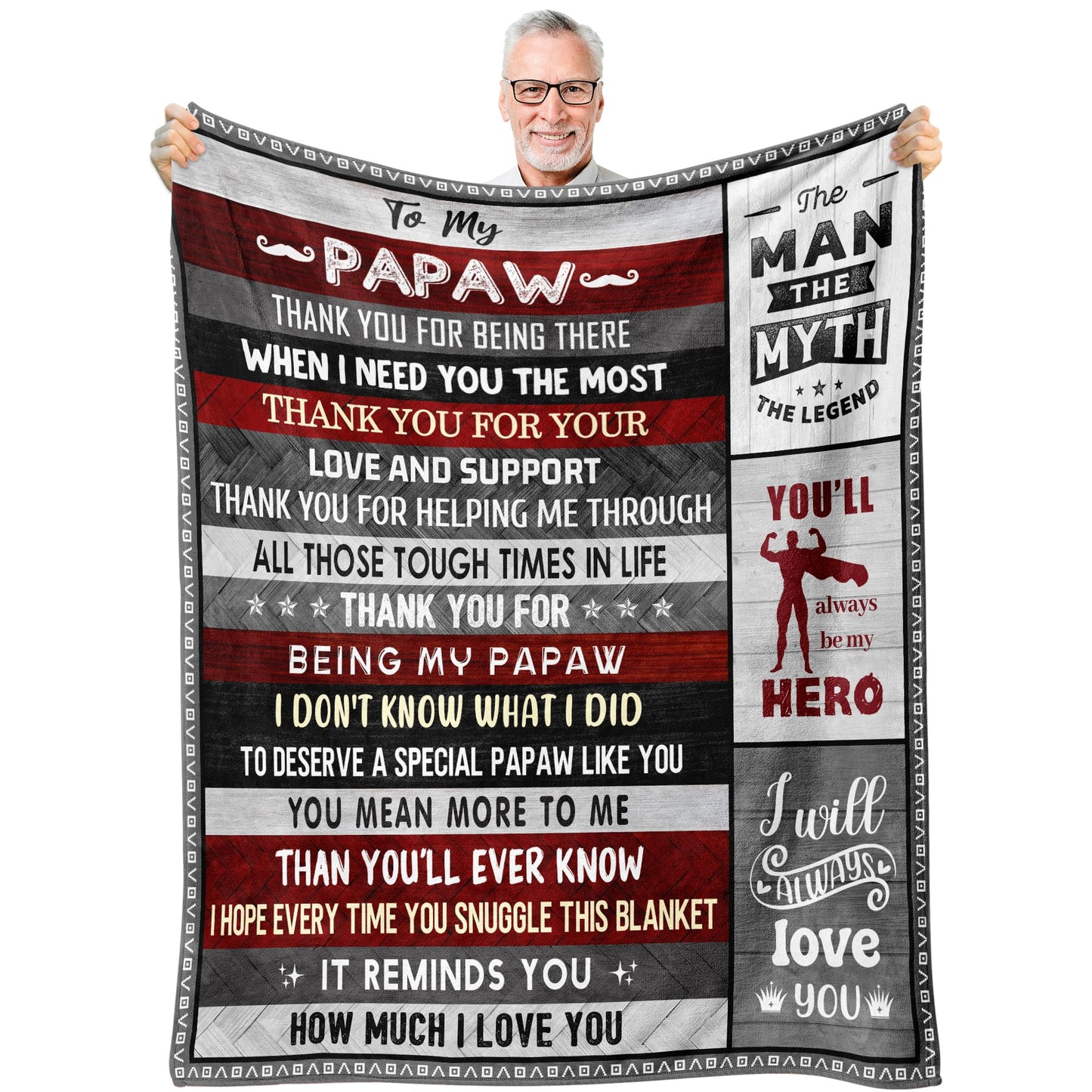 Keeinow Papaw Gifts, Best Papaw Gift from Grandkids Granddaughter Grandson, Birthday Gifts for Papaw, Papaw Gifts for Grandpa, Papaw Christmas Fathers Day Throw Blanket Gifts 60"x50"