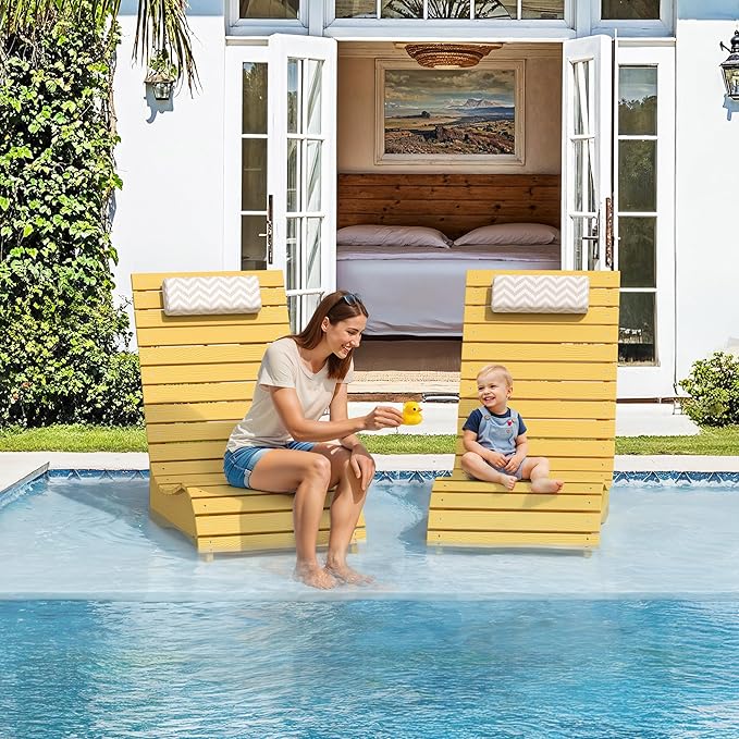 Homenjoy HDPS Pool Lounge Chairs, Use in Pools Lounge Chairs up to 10-Inches of Water, Chaise Chairs with Headrest, Lounge Chair Outdoor, Fade-Resistant Pool Lounger for Deck