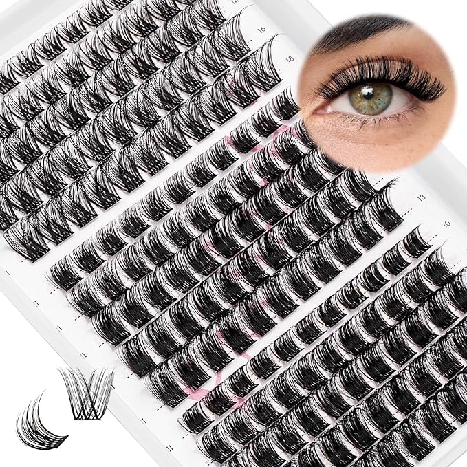 Cluster Lashes FADLASH 165pcs Lash Clusters Extensions Mix Tray 3 Styles DIY Eyelash Extension Individual D Curl Super Thin Band Soft (K1+K3+K4-0.07-D, 10-18mm)