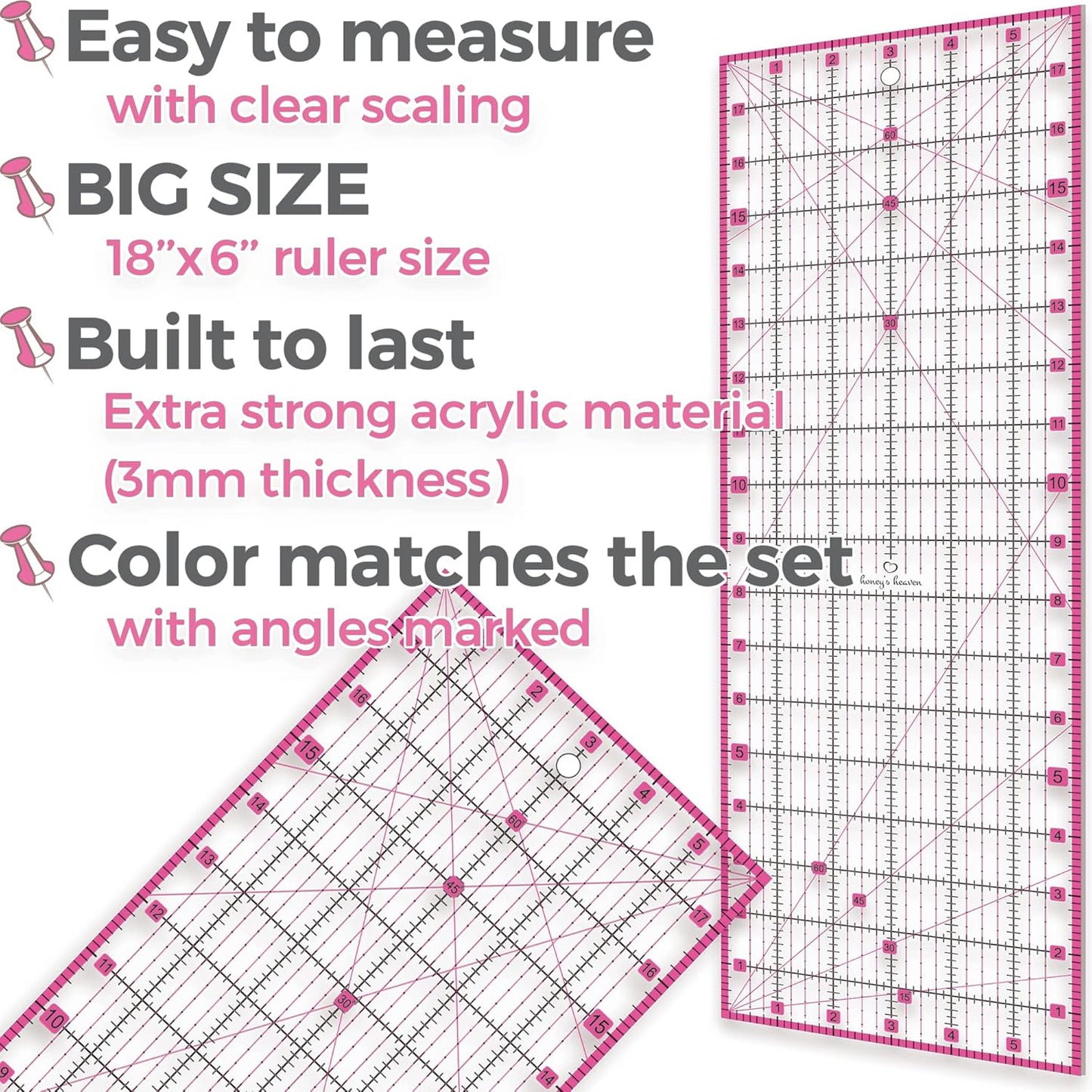 Rotary Cutter Set - Quilting Kit incl. 45mm Fabric Cutter, 5 Replacement Blades - Ideal for Crafting, Sewing, Patchworking, Crochet & Knitting (Pink, Cutting Mat Set (36" x 24"))