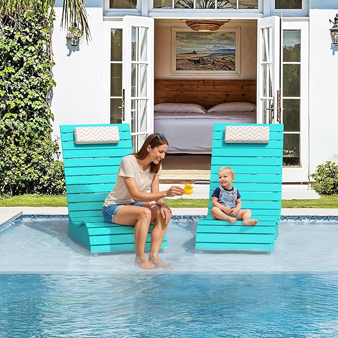 Homenjoy HDPS Pool Lounge Chairs Set of 4, Use in Pools Lounge Chairs up to 10-Inches of Water, Chaise Chairs with Headrest, Lounge Chair Outdoor, Fade-Resistant Pool Lounger for Deck
