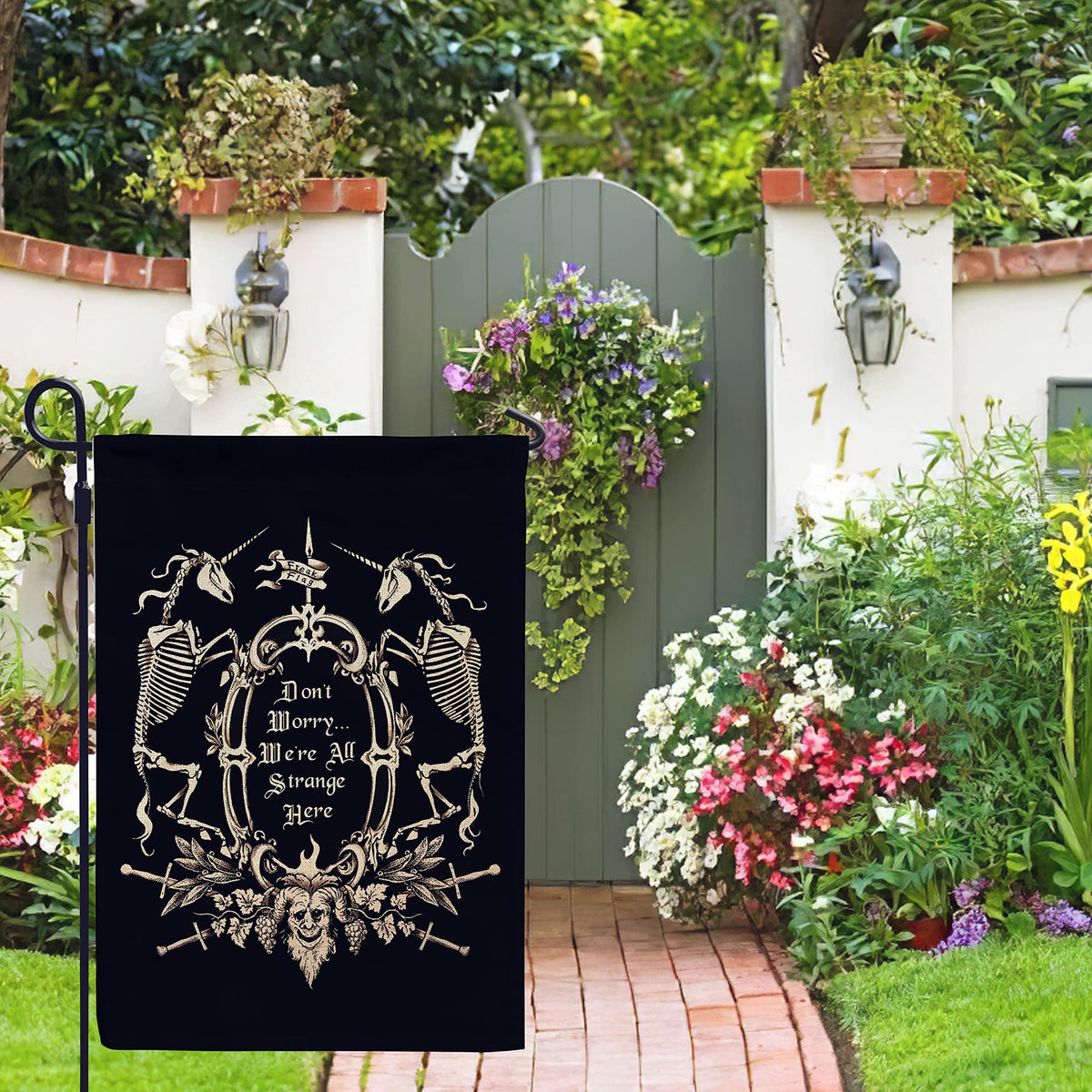 Gothic Art Welcome Vertical Garden Flag - Double Sided 12 18 Inch, Yard Outdoor Decor, Macabre Garden Flag