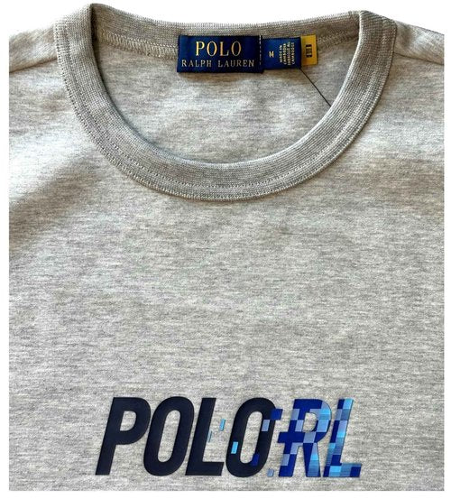POLO RALPH LAUREN Men's Double Knit Crewneck Sweatshirt Digi Font POLO RL Logo (as1, alpha, l, regular, regular, Heather Grey)