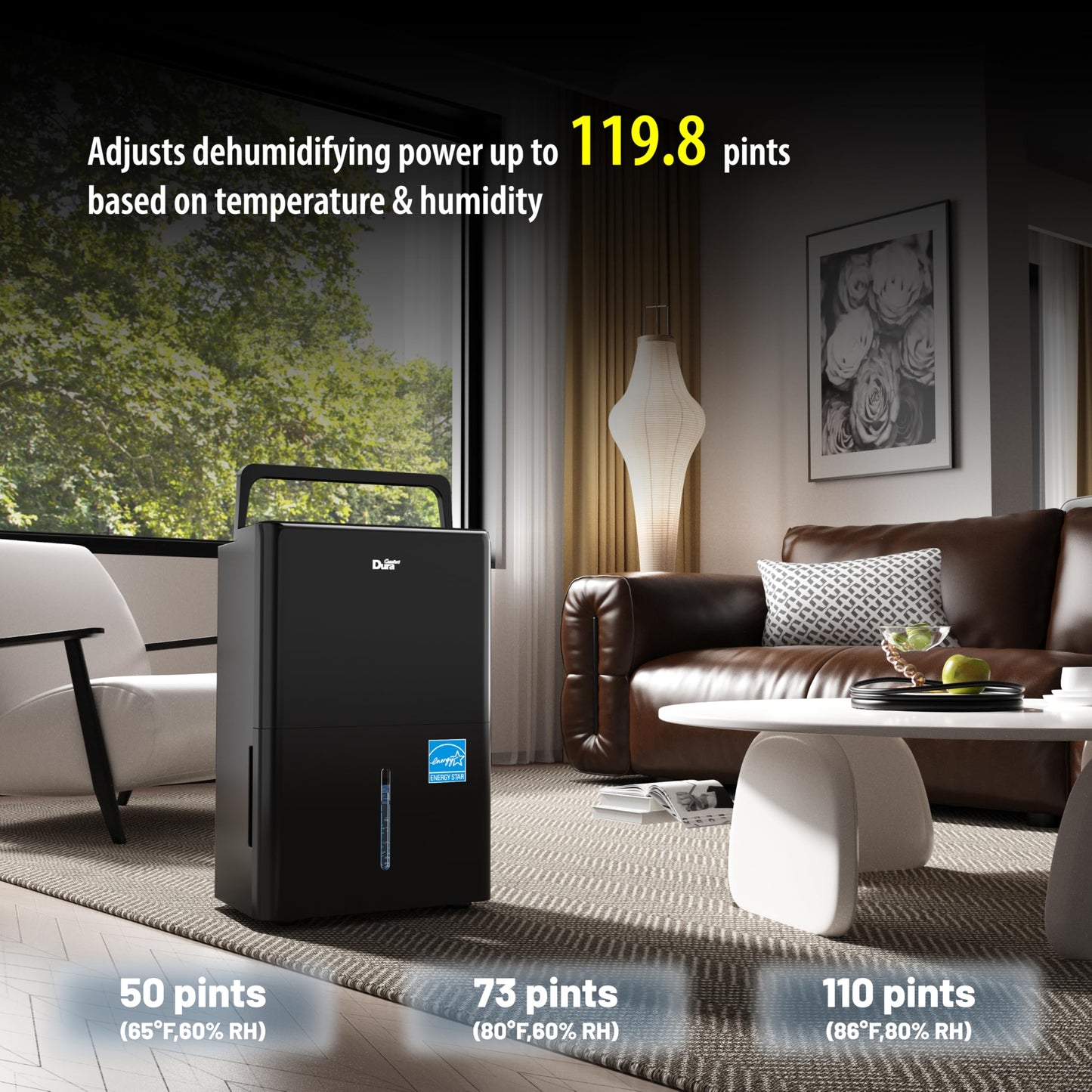 DuraComfort Dehumidifier for Basement Home with Pump,4500 Sq.ft 50 Pints (Black)