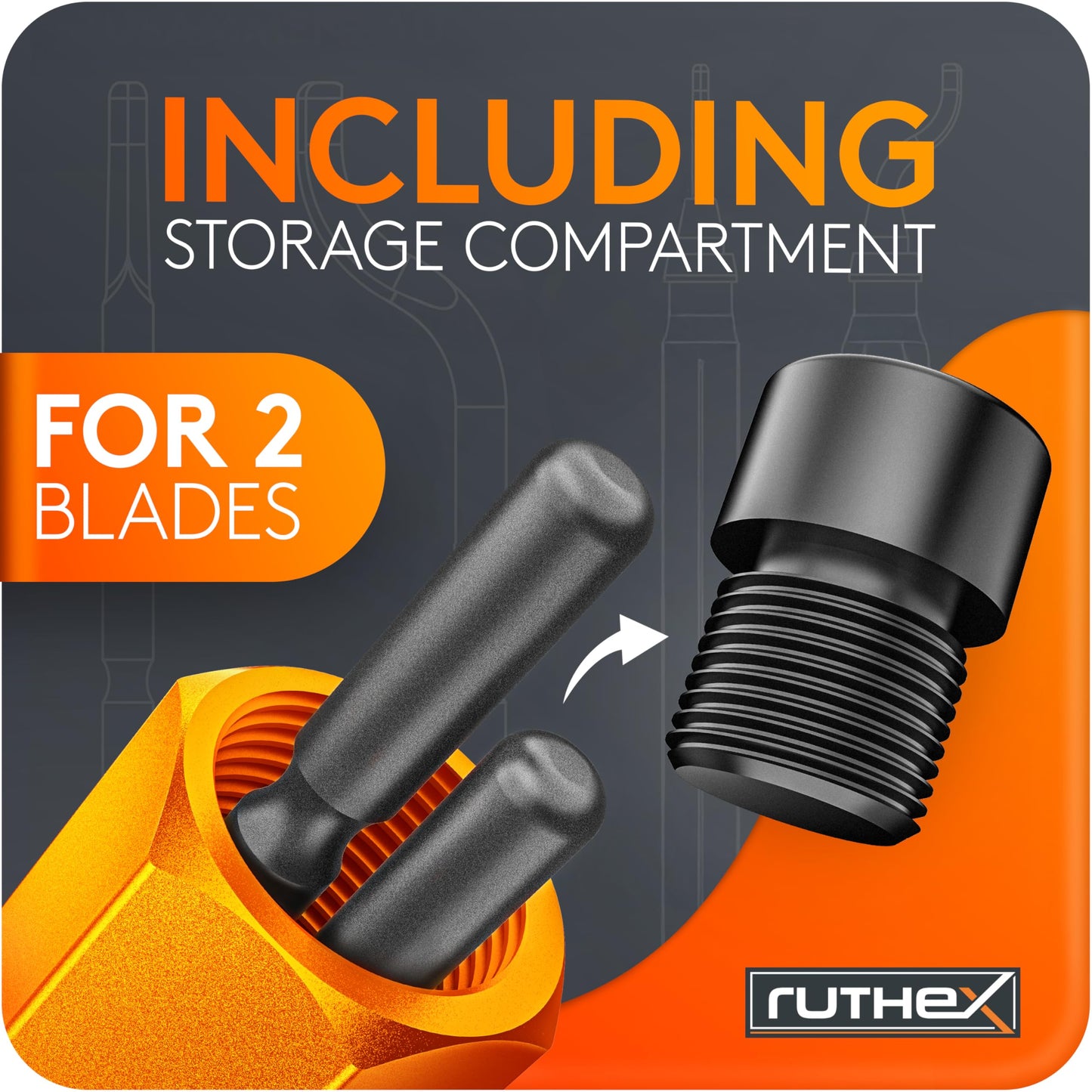 ruthex Deburring Tool (11 Blades) in Metal Box – Manual Debur Tool with Storage in Handle – Ideal Deburring Tool for Metal, Resin, Steel, PVC, 3D Printing – 360° Rotating Blade