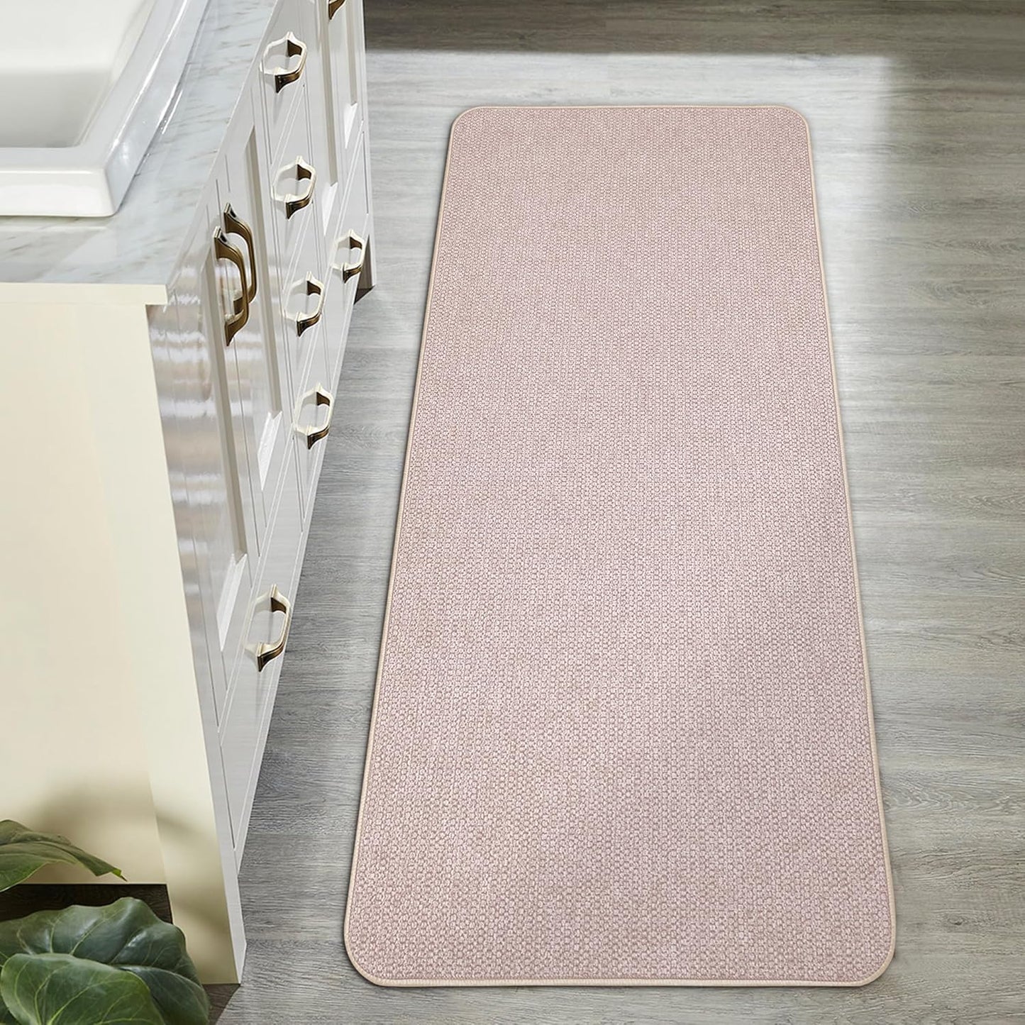 Bath Mat,Ultra Thin Bathroom Runner Rugs,Large Bath Mats for Bathroom,Quick Dry,Non-Slip,Machine Washable,Low Pile,Bath Rug,Shower Outside,Sink,Home Decor Accessories.Beige,2'x5'（24x60inch）