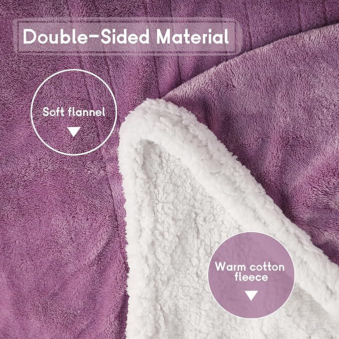 Heated Blanket Electric Blanket Queen Size 84''x90'' with 9 Heating Levels, 1-10 Hour Auto Shut Off, Machine Washable, Dual Controller Soft Warming Blanket for Couch, Bed, Office - Purple