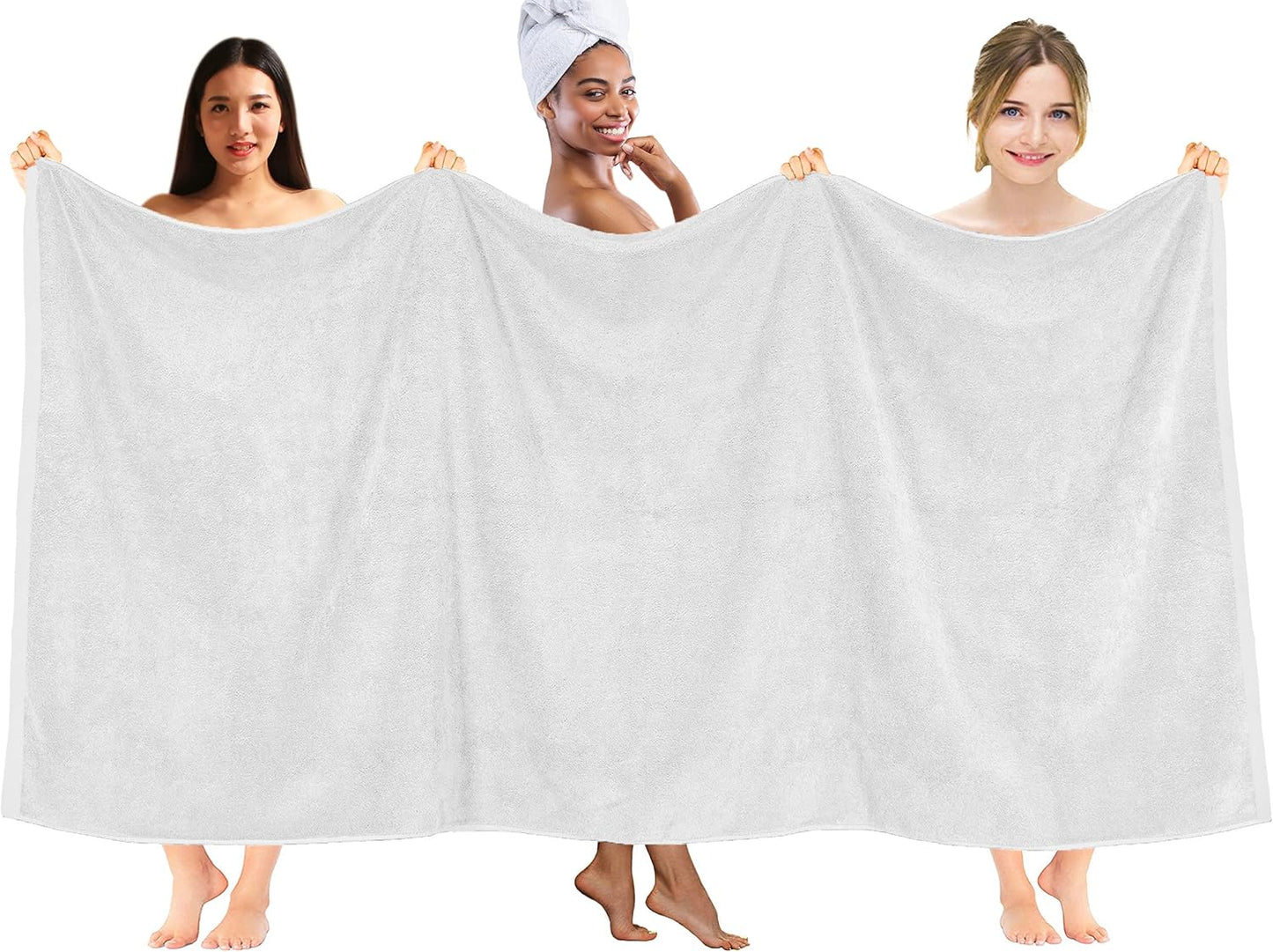 DAN RIVER Pack of 1 Bath Sheet 40x80 Inches, Super Soft Quick Dry Cotton Towels, Luxury Oversized White Bath Towels