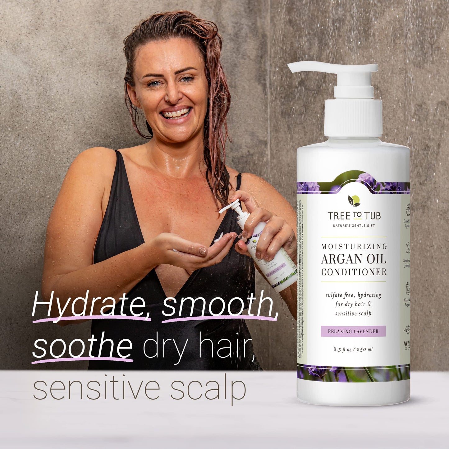 Tree to Tub Moisturizing Conditioner for Dry Hair & Dry Scalp - Hydrating Sulfate Free Argan Oil Conditioner & Vegan Hair Moistu