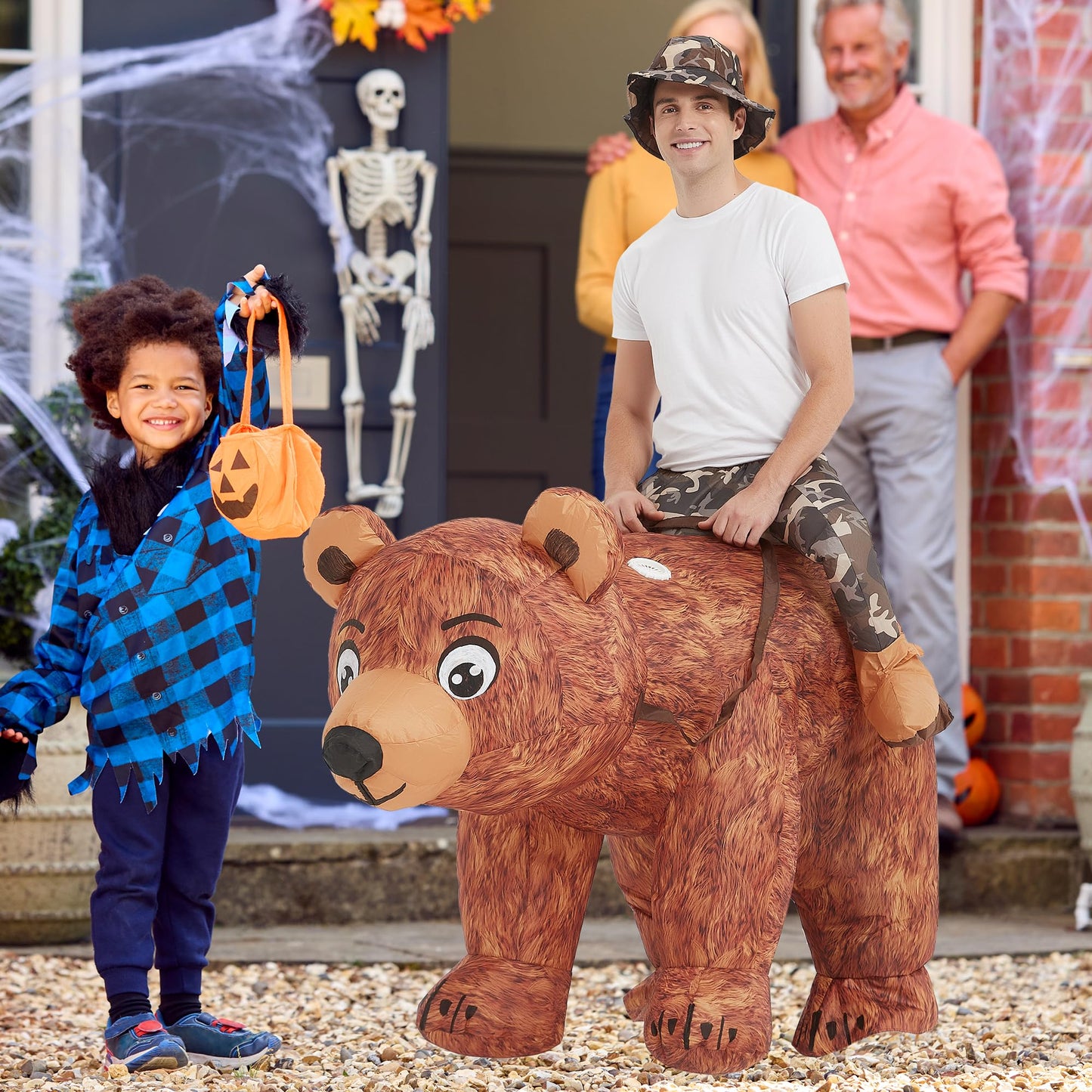 One Casa Bear Inflatable Costume Riding Bear Air Blow up Funny Fancy Dress Party Halloween Costume for Adult
