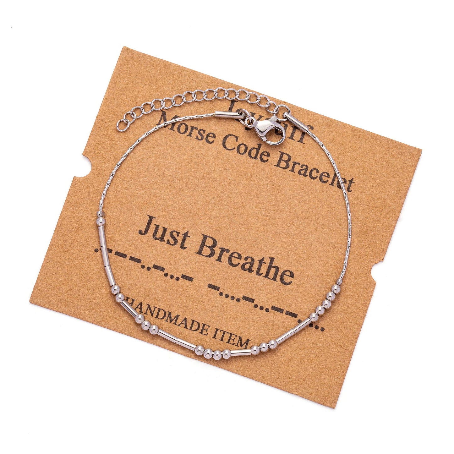 Morse Code Bracelets for Women Just Breathe Funny Inspirational Jewelry Christmas Birthday Gifts for Her Mom Daughter Sister Bes