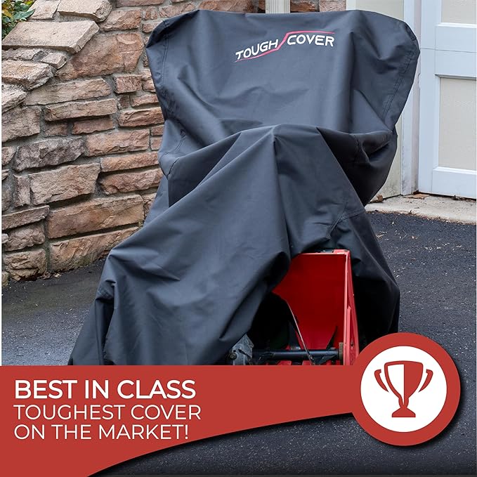 Tough Cover Snow Blower Cover - Standard Size, Basic Black, Waterproof Cover Protection, Heavy Duty Tear-Resistant Marine-Grade Fabric, Universal Fit for Two Stage Snow Blowers