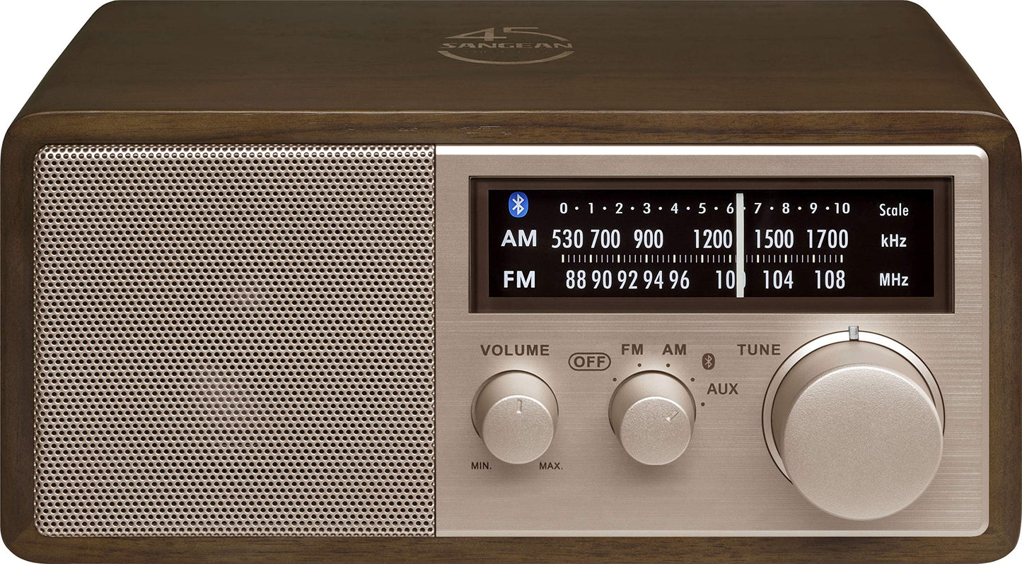 Sangean Wr-16Se Am/Fm/Bluetooth/Aux-In/Usb Phone Charging 45Th Anniversary Special Edition Wooden Cabinet Radio (Dark Walnut Wit