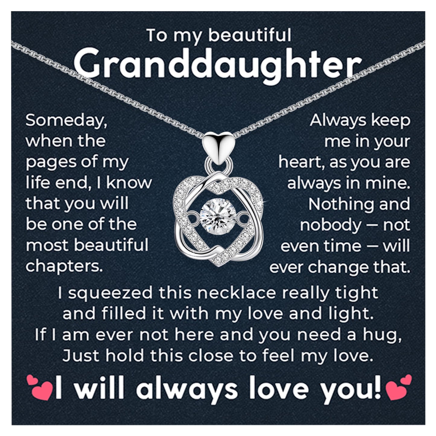 Granddaughter Necklace From Grandma or Grandpa| Grand Daughter Birthday Gift From Grandparent| Grandaughter Dainty Everyday Keepsake Jewelry (Interlocking Heart)